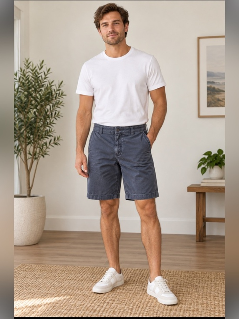 Massimo Supply Co Men’s Navy Cotton Chino Shorts Size 32